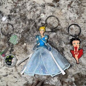 Cinderella, Wicked & Betty Boop Keychain lot from Walt Disney World & Universal